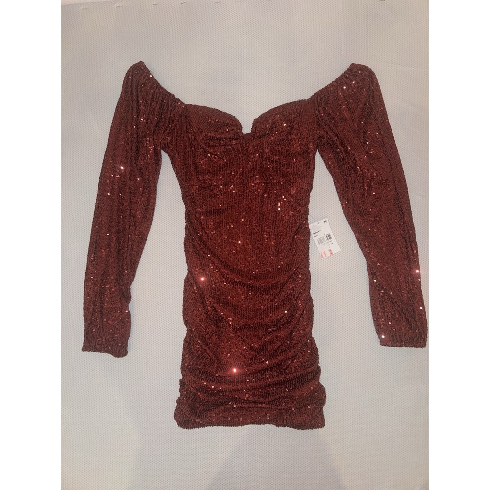 NWT Next‎ Up Long Sleeve Red Wine Sequin Dress Size 7/8